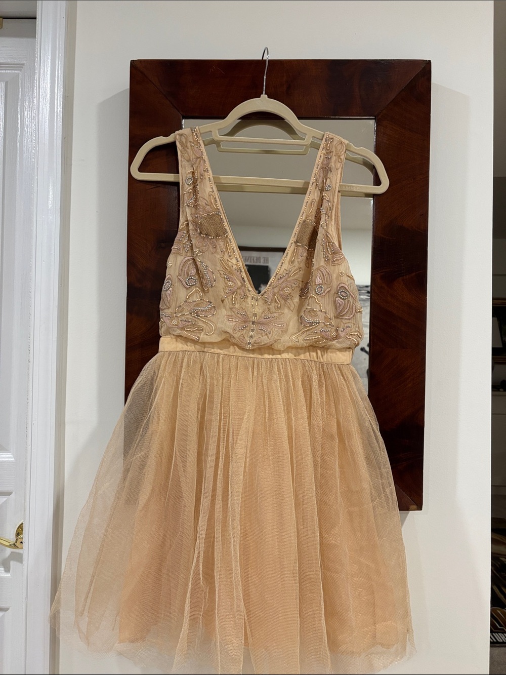 Free People Party short gorgeous Bead embroidered tuille Party Dress size 4